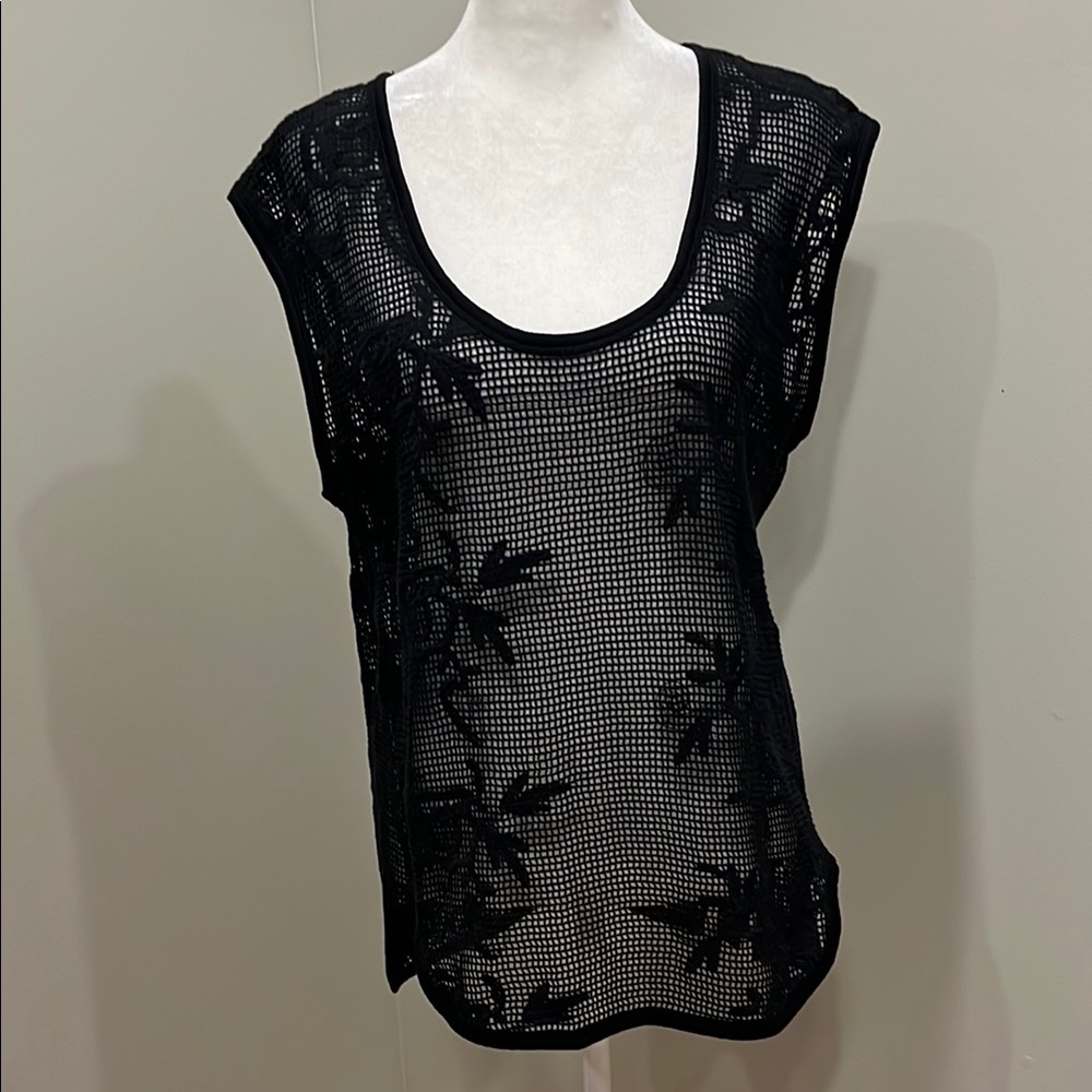 Banana Republic Woven Floral Black Swim Coverup